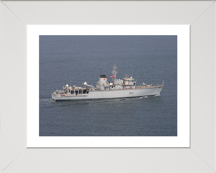 HMS Brocklesby (M33) Photo Print - At Sea 2020 - Royal Navy Hunt Class Mine Warfare Vessel Hampshire Prints 10 x 8 White Frame Yes