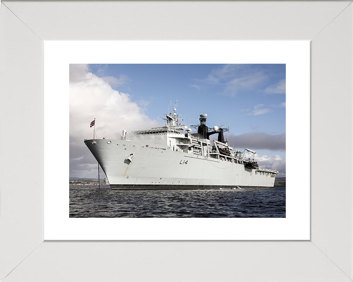 HMS Albion (L14) Royal Navy Albion Class Amphibious Ship Port Bow View Photo Print Wall Art Naval Decor UK Posters, Prints, & Visual Artwork Hampshire Prints 10 x 8 White Frame Yes