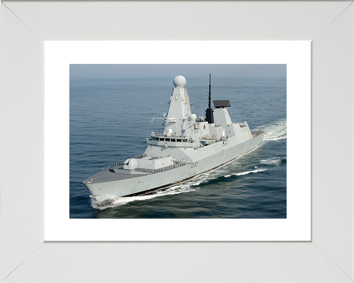 HMS Daring (D32) Royal Navy Type 45 Destroyer Underway Port Side View Photo Print Wall Art Decor Posters, Prints, & Visual Artwork Hampshire Prints 10 x 8 White Frame Yes