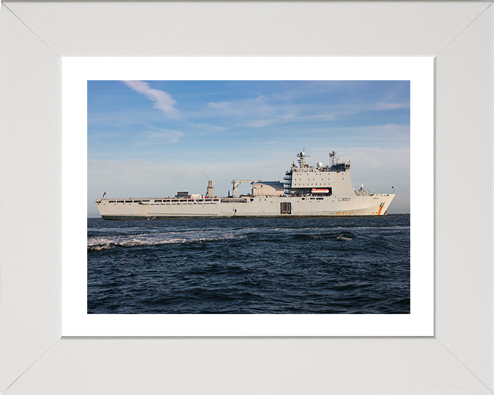 RFA Lyme Bay (L3007) Photo Print - Starboard Beam 2025 - Royal Fleet Auxiliary Bay Class Ship Hampshire Prints 10 x 8 White Frame Yes