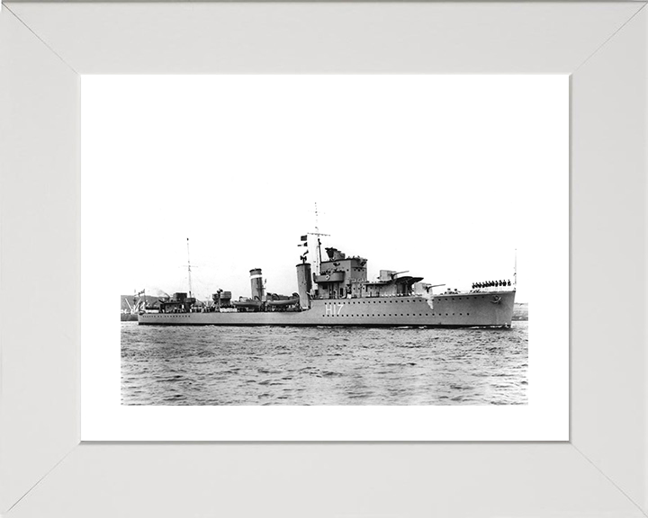 HMS Escapade (H17) - Entering Harbour - Royal Navy E Class Destroyer Photo Print Wall Art Naval Decor UK Posters, Prints, & Visual Artwork Hampshire Prints 10 x 8 White Frame Yes
