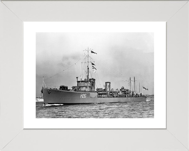 HMS Sardonyx (H26) Photo Print - At at sea 1933 - Royal Navy S Class Destroyer Posters, Prints, & Visual Artwork Hampshire Prints 10 x 8 White Frame Yes