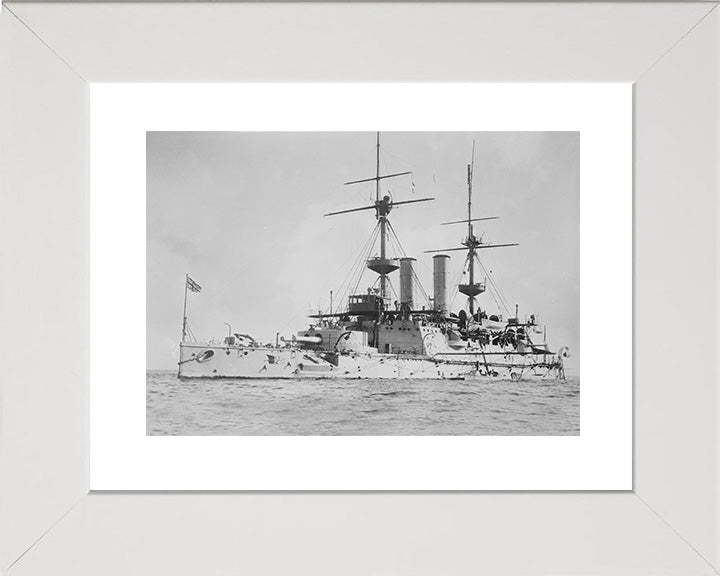 HMS Hood (1859) Photo Print - At Anchor - Royal Navy Cruiser Hampshire Prints 10 x 8 White Frame Yes