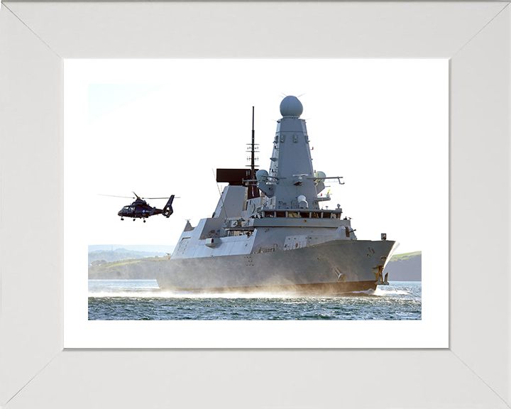 HMS Daring (D32) Photo Print - Off Plymouth 2010 - Royal Navy Type 45 Destroyer Posters, Prints, & Visual Artwork Hampshire Prints 10 x 8 White Frame Yes