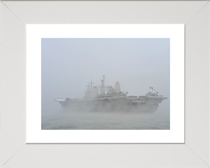 HMS Ark Royal (R07) Royal Navy Invincible Class Aircraft Carrier With Paying Off Pennant Photo Print Wall Art Decor Posters, Prints, & Visual Artwork Hampshire Prints 10 x 8 White Frame Yes