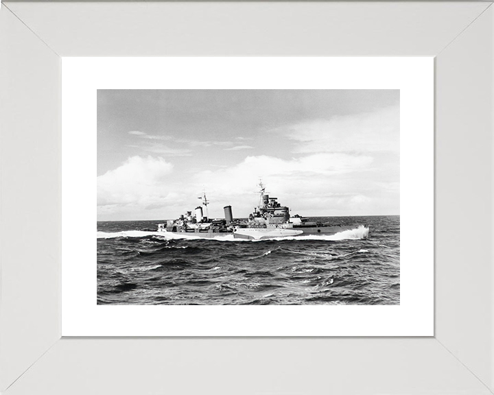 HMS Belfast (C35) Royal Navy Town Class Light Cruiser Starboard Beam View Photo Print Wall Art Decor Posters, Prints, & Visual Artwork Hampshire Prints 10 x 8 White Frame Yes
