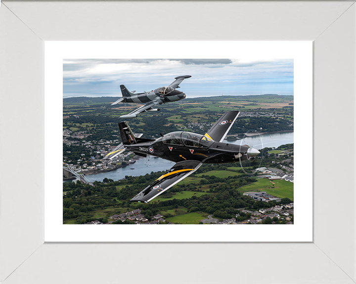 RAF T-6 Texan and a Strikemaster jet Photo Print - Royal Air Force Aircraft Hampshire Prints 10 x 8 White Frame Yes