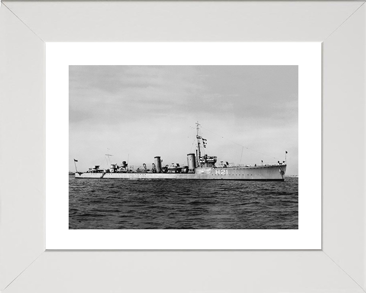 HMS Scimitar (H21) Photo Print - At Anchor 1935 - Royal Navy S Class Destroyer Posters, Prints, & Visual Artwork Hampshire Prints 10 x 8 White Frame Yes