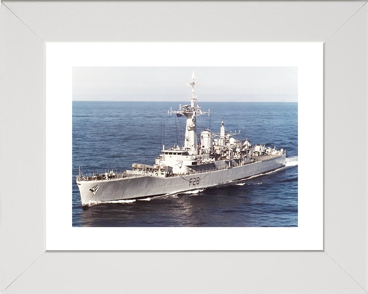 HMS Cleopatra (F28) Royal Navy Leander Class Frigate High Port Bow View Photo Print Wall Art Decor Posters, Prints, & Visual Artwork Hampshire Prints 10 x 8 White Frame Yes