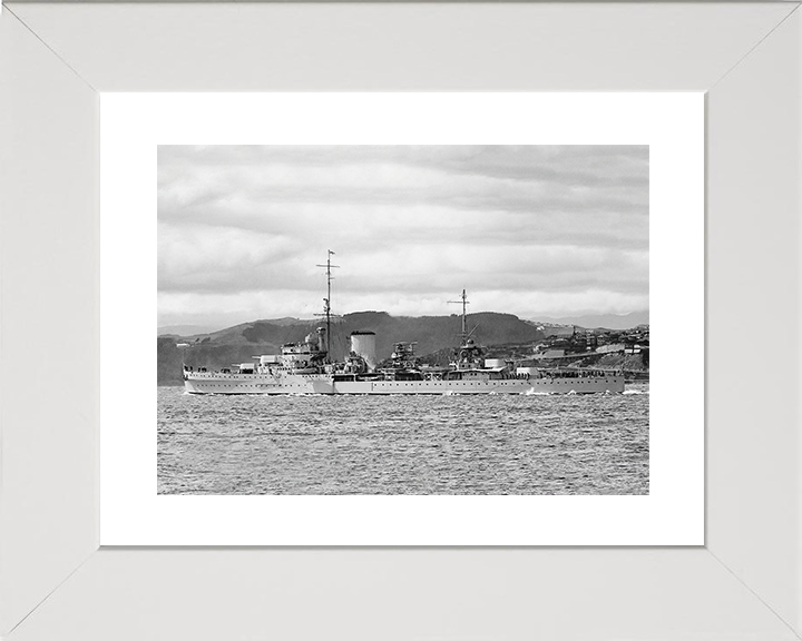 HMS Achilles (C70) Royal Navy Leander Class Light Cruiser Photo Print Warship Wall Art Posters, Prints, & Visual Artwork Hampshire Prints 10 x 8 White Frame Yes