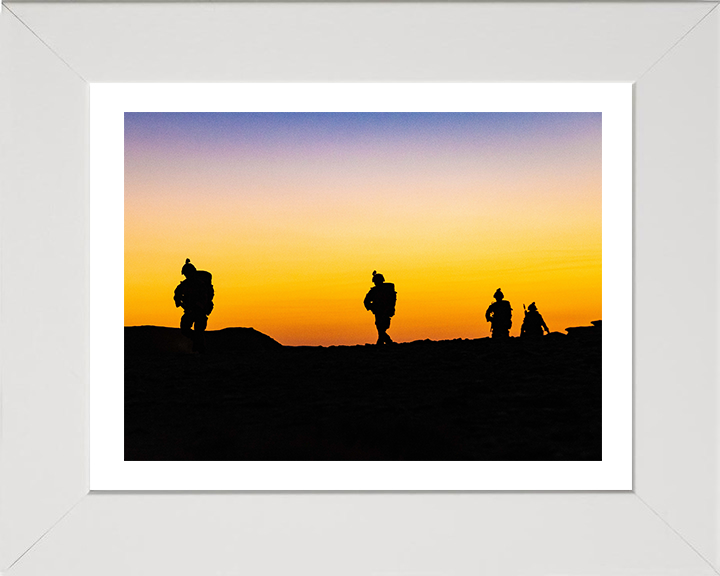 Soldiers Silhouette at sunset Photo Print - British Army Hampshire Prints 10 x 8 White Frame Yes