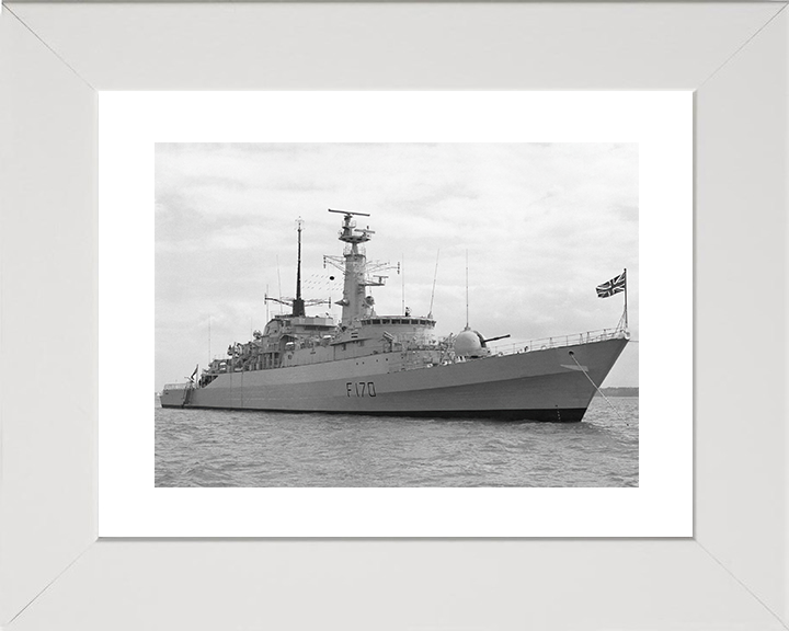HMS Antelope (F170) Royal Navy Type 21 Frigate At Anchor Photo Print Wall Art Decor Posters, Prints, & Visual Artwork Hampshire Prints 10 x 8 White Frame Yes