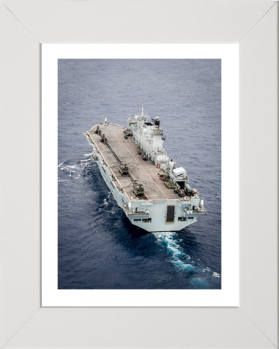 HMS Ocean (L12) Photo Print - Stern View 2016 - Royal Navy Landing Platform Helicopter Hampshire Prints 10 x 8 White Frame Yes