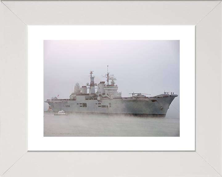 HMS Ark Royal (R07) Royal Navy Invincible Class Aircraft Carrier Paying Off Photo Print Wall Art Decor Posters, Prints, & Visual Artwork Hampshire Prints 10 x 8 White Frame Yes