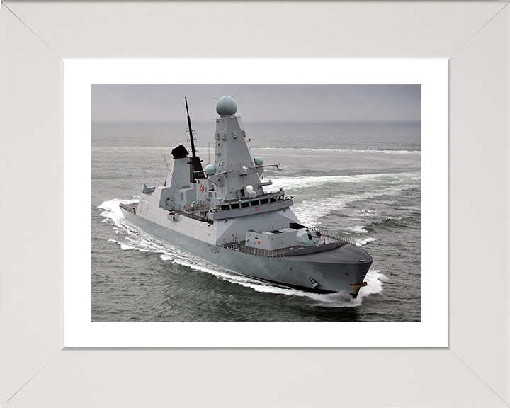 HMS Diamond (D34) Photo Print - Underway 2011 - Royal Navy Type 45 Destroyer Hampshire Prints 10 x 8 White Frame Yes