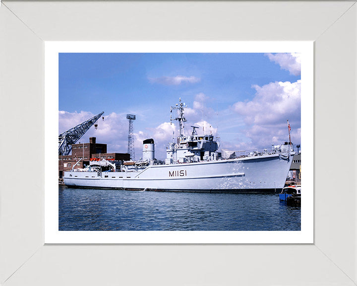 HMS Iveston (M1151) Photo Print - Alongside - Royal Navy Ton Class Minesweeper Hampshire Prints 10 x 8 White Frame Yes