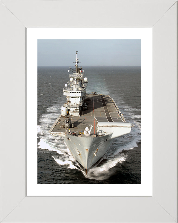 HMS Illustrious (R06) Photo Print - Joint Warrior 2008 - Royal Navy Invincible Class Aircraft Carrier Hampshire Prints 10 x 8 White Frame Yes