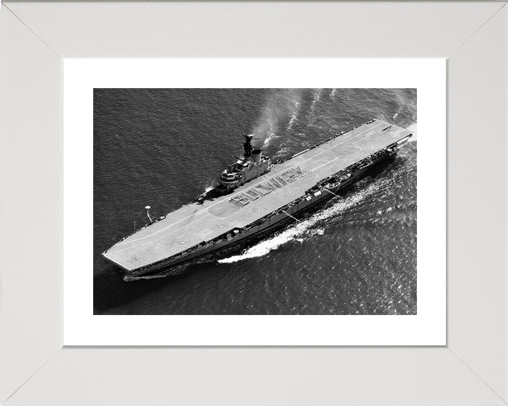 HMS Bulwark (R08) Photo Print - From the Air - Royal Navy Centaur Class Fleet Carrier Hampshire Prints 10 x 8 White Frame Yes