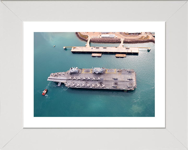 HMS Prince of Wales (R09) Photo Print - Visits Darwin 2025 - Royal Navy Queen Elizabeth Class Aircraft Carrier Hampshire Prints 10 x 8 White Frame Yes