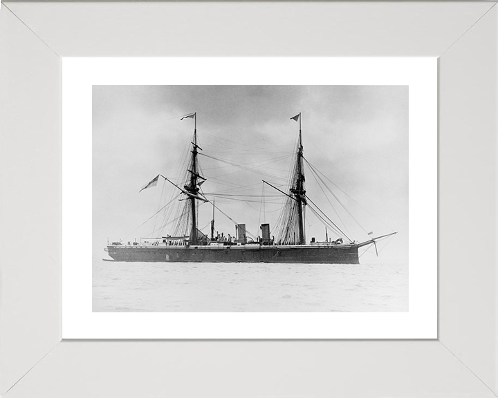 HMS Temeraire (1876) Photo Print - Paying Off 1891 - Royal Navy Ironclad Battleship Hampshire Prints 10 x 8 White Frame Yes