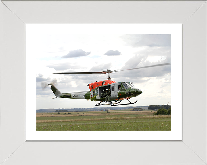 Army Air Corps Bell 212 Helicopter taking off Photo Print - British Army Hampshire Prints 10 x 8 White Frame Yes