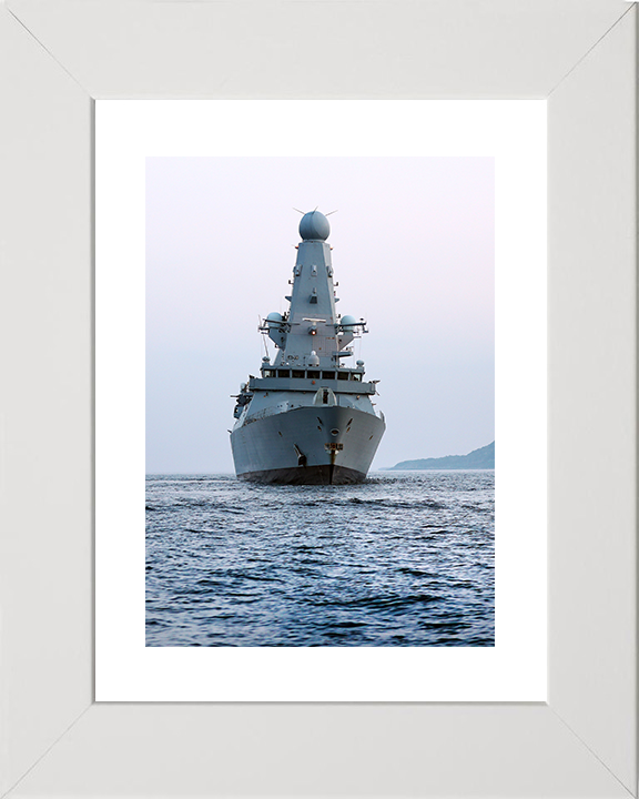 HMS Defender (D36) Royal Navy Type 45 Destroyer Low Bow View Photo Print Wall Art Decor Posters, Prints, & Visual Artwork Hampshire Prints 10 x 8 White Frame Yes