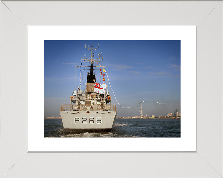 HMS Dumbarton Castle (P265) Royal Navy Castle Class Patrol Vessel Paying Off Photo Print Wall Art Decor Posters, Prints, & Visual Artwork Hampshire Prints 10 x 8 White Frame Yes