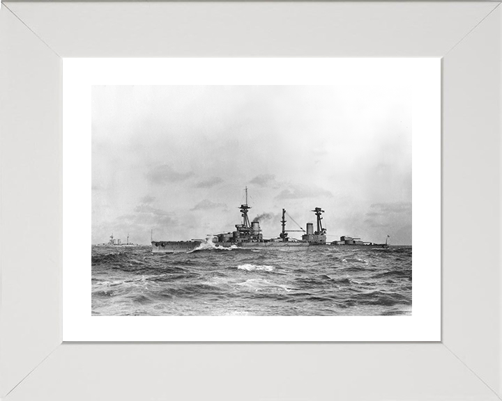 HMS Agincourt (1913) Photo Print - Port Side View - Royal Navy Dreadnought Battleship Hampshire Prints 10 x 8 White Frame Yes