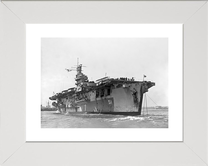 HMS Atheling (D51) Royal Navy Ruler Class Escort Carrier At a Buoy Photo Print Wall Art Decor Posters, Prints, & Visual Artwork Hampshire Prints 10 x 8 White Frame Yes