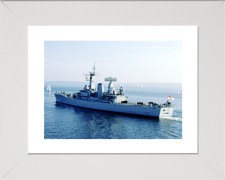 HMS Achilles (F12) Royal Navy Leander Class Frigate Photo Print Leaving Harbour Warship Wall Art Posters, Prints, & Visual Artwork Hampshire Prints 10 x 8 White Frame Yes