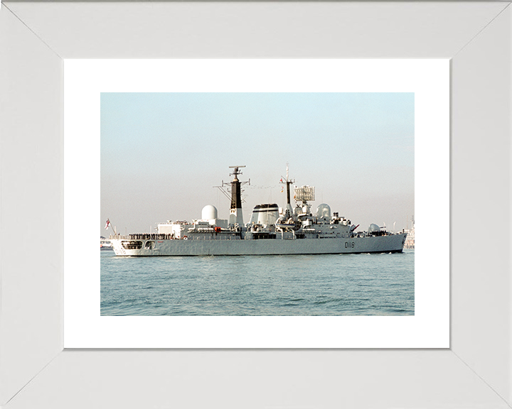 HMS Coventry (D118) Royal Navy Type 42 Destroyer Entering Harbour Photo Print Wall Art Decor Posters, Prints, & Visual Artwork Hampshire Prints 10 x 8 White Frame Yes
