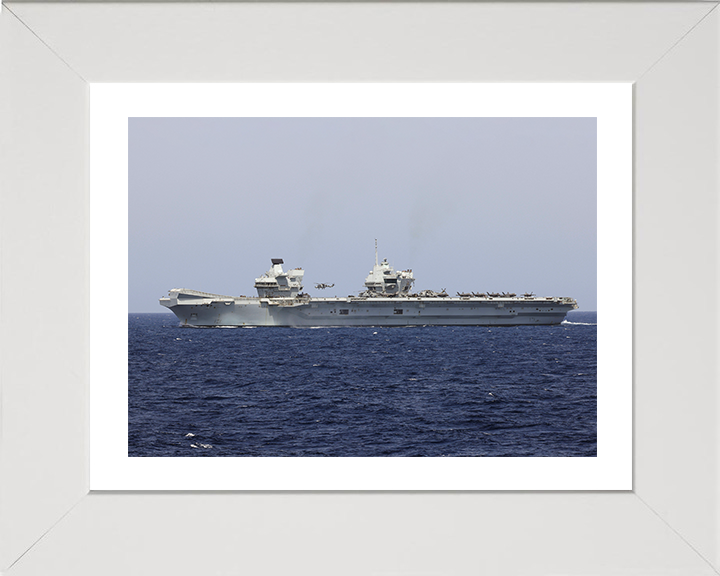 HMS Prince of Wales (R09) Photo Print - Port Beam 2025 - Royal Navy Queen Elizabeth Class Aircraft Carrier Hampshire Prints 10 x 8 White Frame Yes