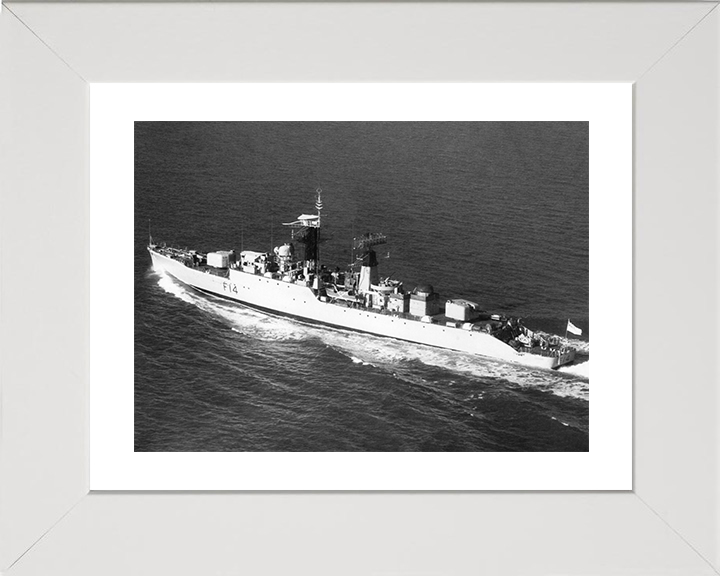 HMS Leopard (F14) - At Sea 1966 - Royal Navy Leopard Class Frigate Photo Print Wall Art Naval Decor UK Posters, Prints, & Visual Artwork Hampshire Prints 10 x 8 White Frame Yes