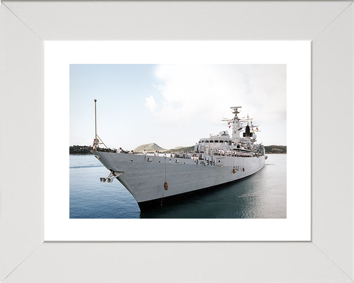HMS Brave (F94) Royal Navy Type 22 Frigate Entering Harbour Photo Print Wall Art Decor Posters, Prints, & Visual Artwork Hampshire Prints 10 x 8 White Frame Yes