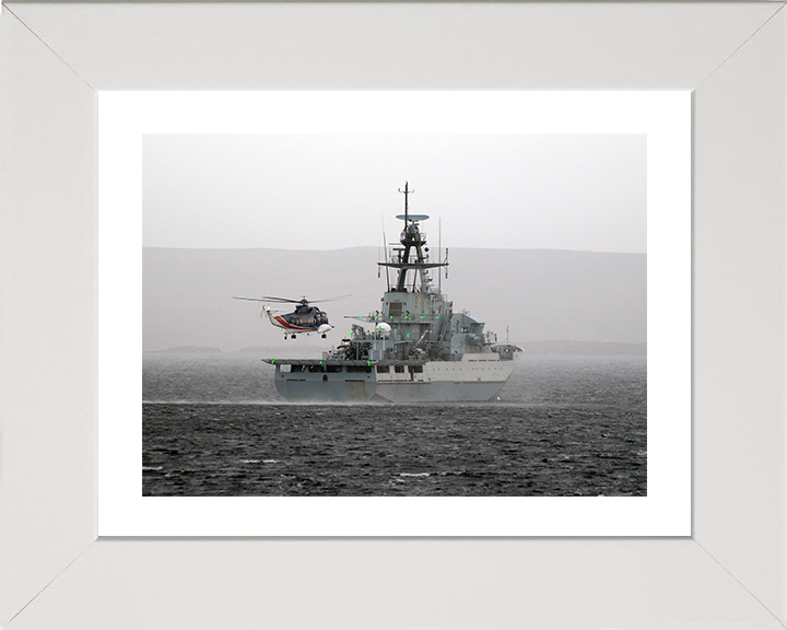 HMS Clyde (P257) Photo Print - With Helicopter 2014 - Royal Navy River Class Patrol Vessel Posters, Prints, & Visual Artwork Hampshire Prints 10 x 8 White Frame Yes