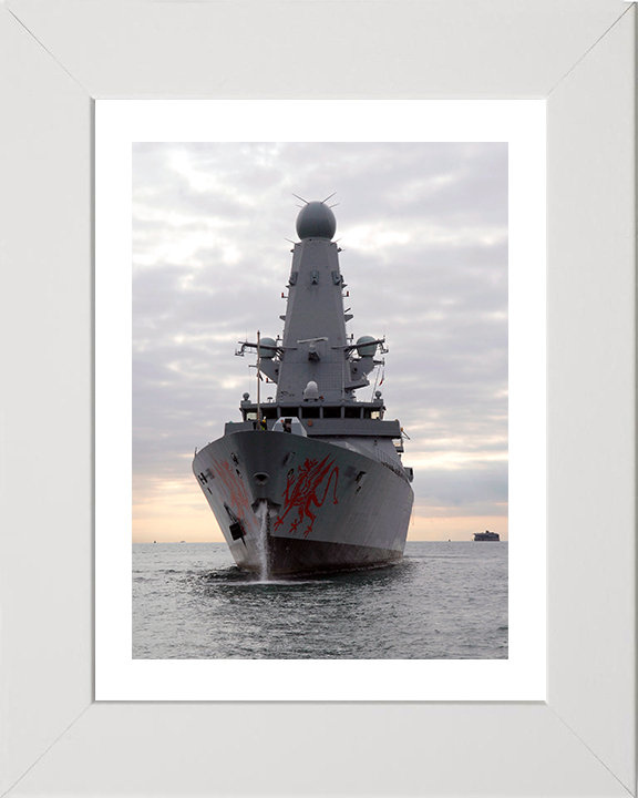 HMS Dragon (D35) Photo Print - Entering Portsmouth 2011 - Royal Navy Type 45 Destroyer Hampshire Prints 10 x 8 White Frame Yes