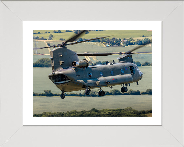 RAF Chinook Helicopter Closeup Photo Print - Royal Air Force Aircraft Hampshire Prints 10 x 8 White Frame Yes