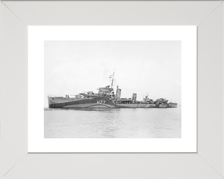 HMS Boreas (H77) Royal Navy B Class Destroyer Port Side View Photo Print Wall Art Decor Posters, Prints, & Visual Artwork Hampshire Prints 10 x 8 White Frame Yes