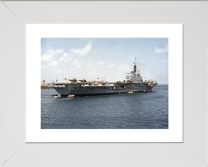 HMS Centaur (R06) Royal Navy Centaur Class Carrier At Anchor Photo Print Wall Art Decor Posters, Prints, & Visual Artwork Hampshire Prints 10 x 8 White Frame Yes