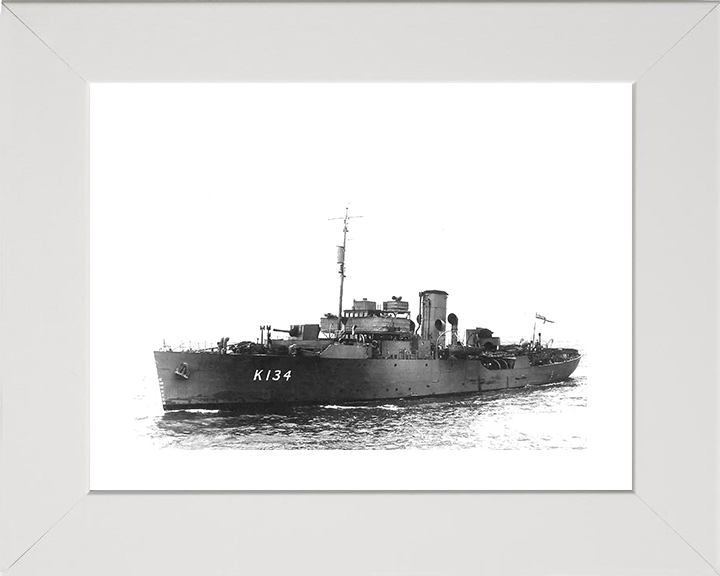 HMS Clover (K134) Photo Print - at sea - Royal Navy Flower Class Corvette Posters, Prints, & Visual Artwork Hampshire Prints 10 x 8 White Frame Yes