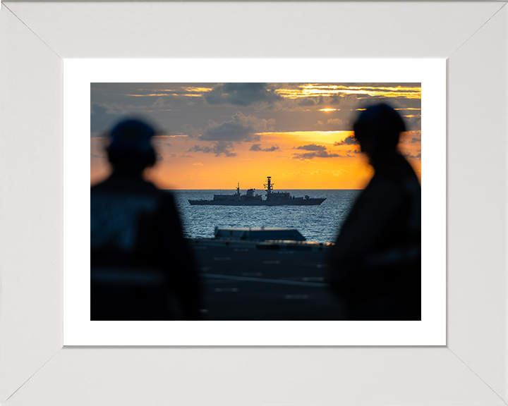HMS Richmond (F239) Photo Print - From HMS Prince of Wales 2025 - Royal Navy Type 23 Frigate Hampshire Prints 10 x 8 White Frame Yes