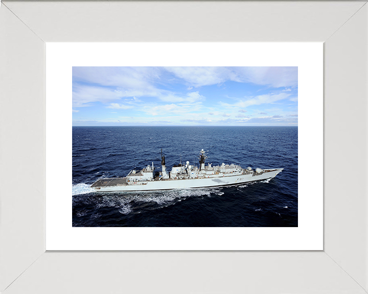 HMS Chatham (F87) Royal Navy Type 22 Frigate From a Helicopter Photo Print Wall Art Decor Posters, Prints, & Visual Artwork Hampshire Prints 10 x 8 White Frame Yes