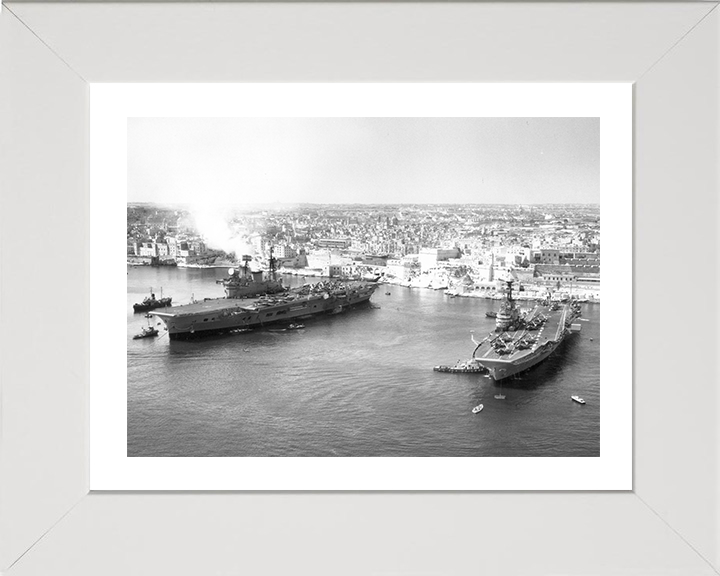 HMS Centaur (R06) and HMS Eagle (R05) Photo Print - Malta - Royal Navy Aircraft Carriers Hampshire Prints 10 x 8 White Frame Yes
