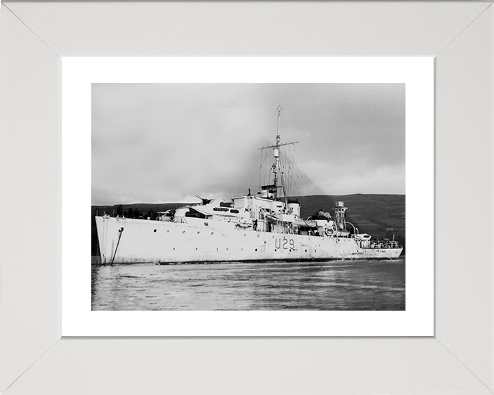 HMS Whimbrel (U29) Photo Print - Port Side View 1945 - Royal Navy Black Swan Class Sloop Posters, Prints, & Visual Artwork Hampshire Prints 10 x 8 White Frame Yes