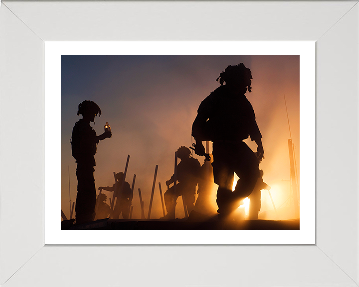 Soldier Silhouettes in Afghanistan Photo Print - British Army Hampshire Prints 10 x 8 White Frame Yes