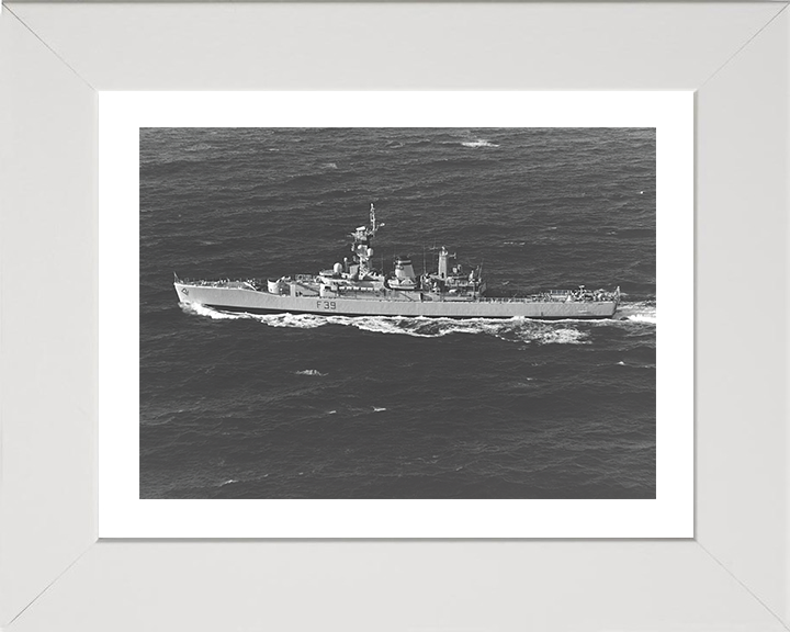 HMS Naiad (F39) Photo Print - Atlantic Sea 1978 - Royal Navy Leander Class Frigate Hampshire Prints 10 x 8 White Frame Yes