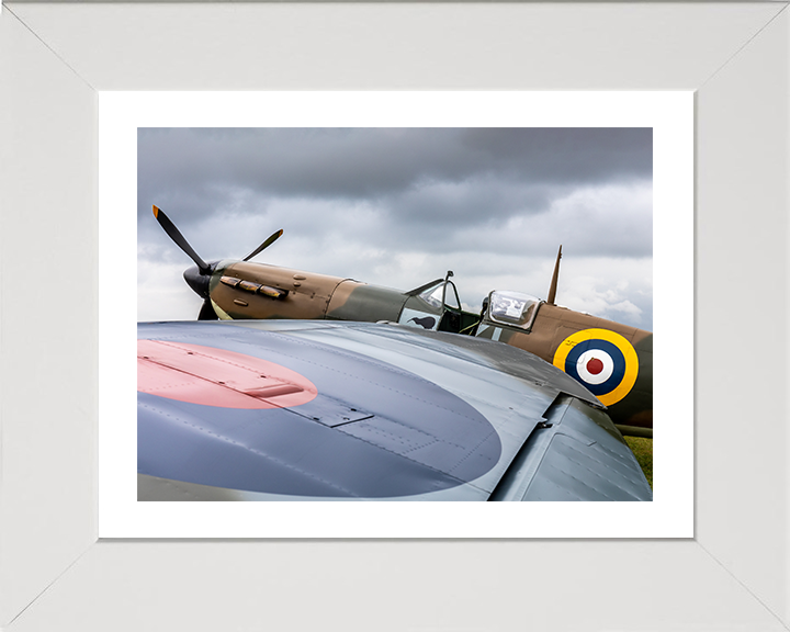 RAF Spitfire cockpit Close Up Photo Print - Royal Air Force Aircraft Hampshire Prints 10 x 8 White Frame Yes
