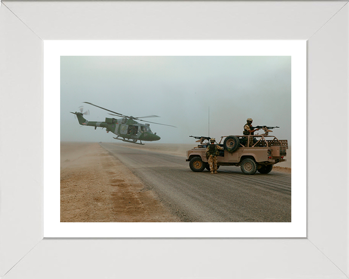 Army Air Corps Lynx Helicopter Basra Photo Print - British Army Hampshire Prints 10 x 8 White Frame Yes