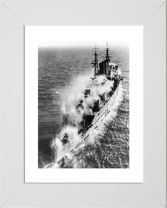 HMS Cumberland (57) Royal Navy County Class Cruiser Pre Wetting Photo Print Wall Art Decor Posters, Prints, & Visual Artwork Hampshire Prints 10 x 8 White Frame Yes