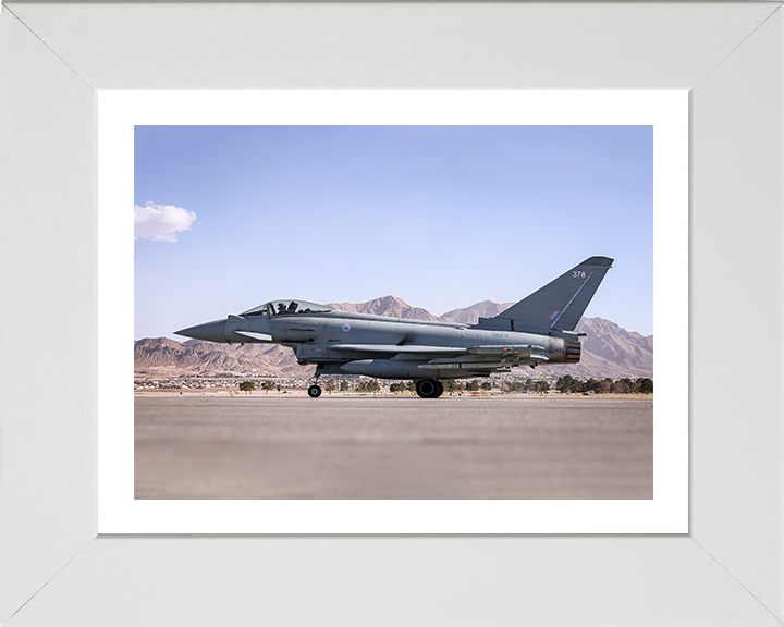 RAF 6 Squadron Typhoon on a Runway Photo Print - Royal Air Force Aircraft Hampshire Prints 10 x 8 White Frame Yes